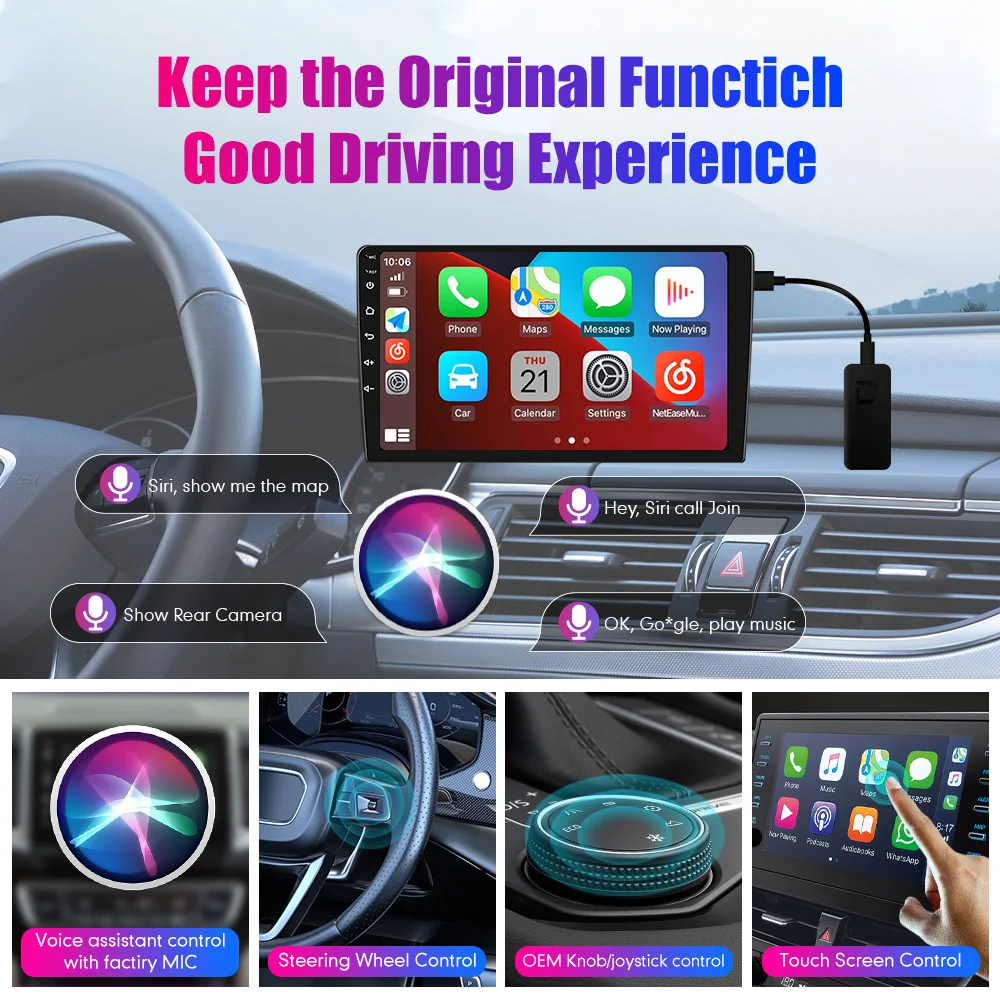 Wired to Wireless Android Auto Carplay AI Box Wireless Android Auto Adapter Carplay Dongle Bluetooth WIFI Plug And Play