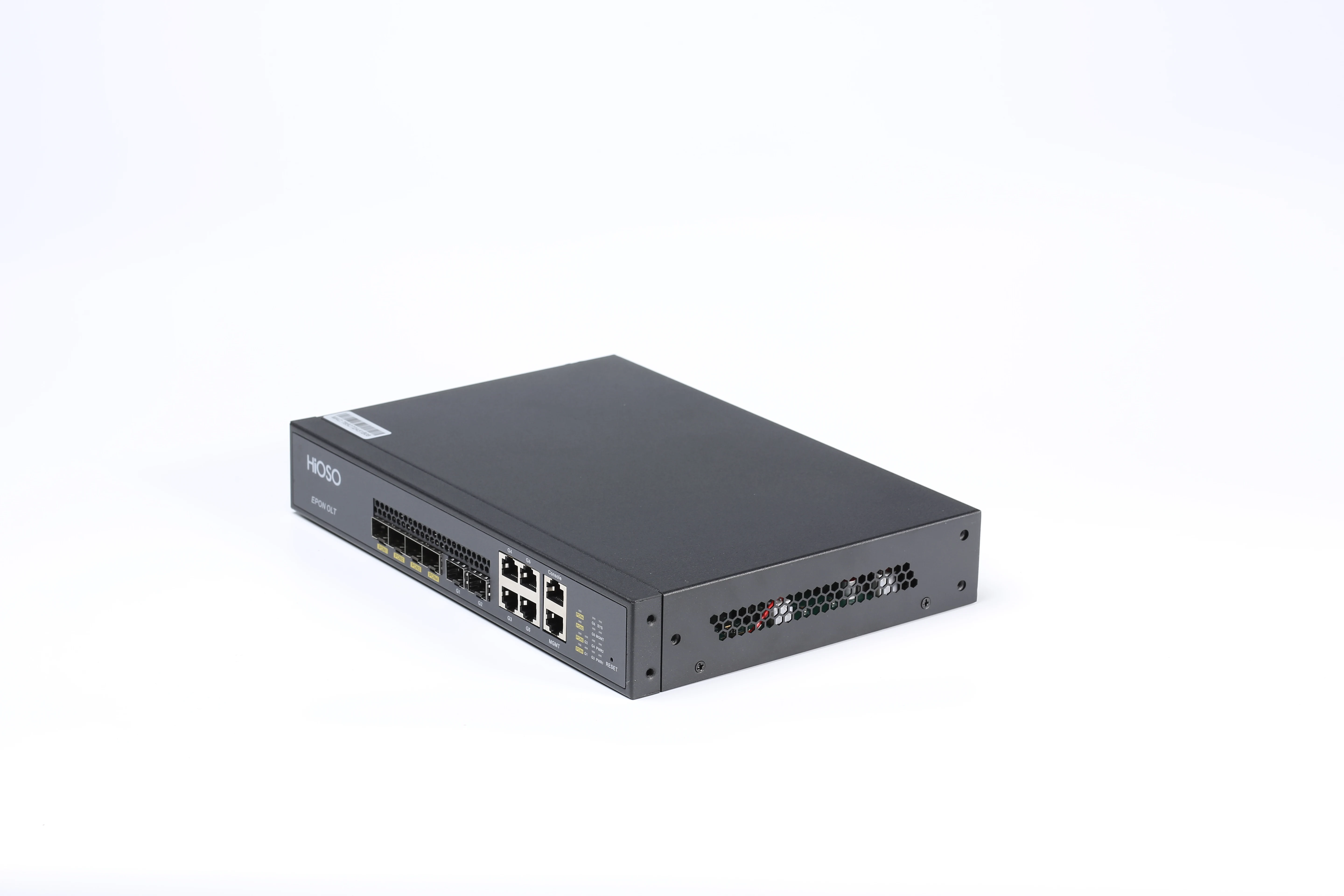 HiOSO Mini Pizza Box EPON OLT 2 x 1000M SFP ports, 4 x 1000M LAN uplink ports 1AC+1DC power supply with 4 x px20+++ PON modules