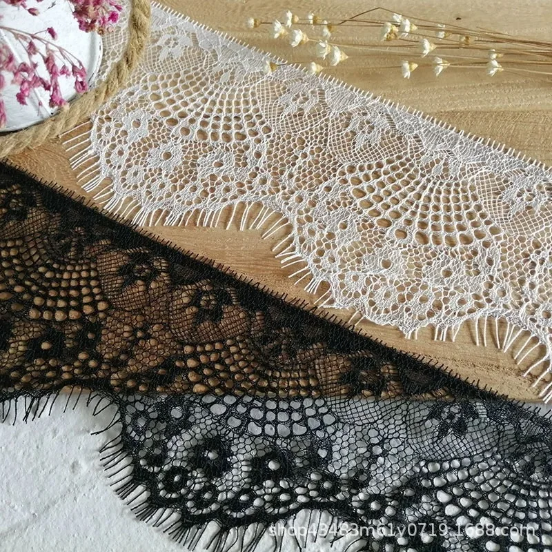 Embroidered Lace Accessory Black White Eyelashes Handmade DIY Mesh Fabric Skirts Dresseslace Ribbon High Quality Lace ribbon