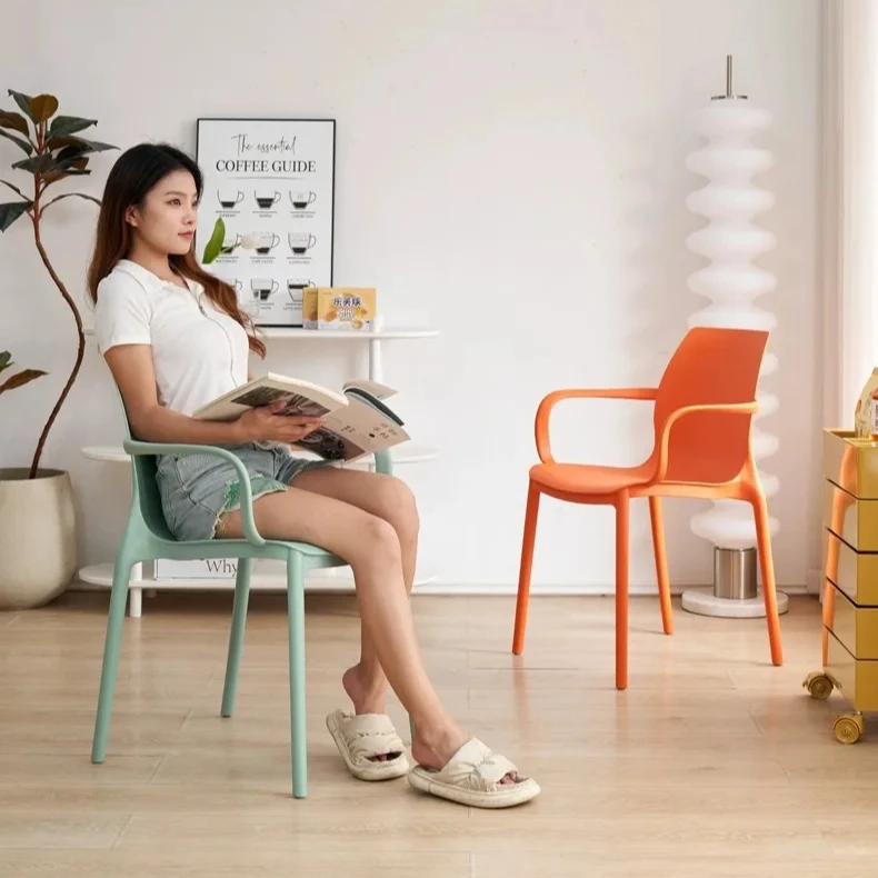 Nordic modern simple plastic chair creative artist dining chair backrest dessert milk tea shop chair