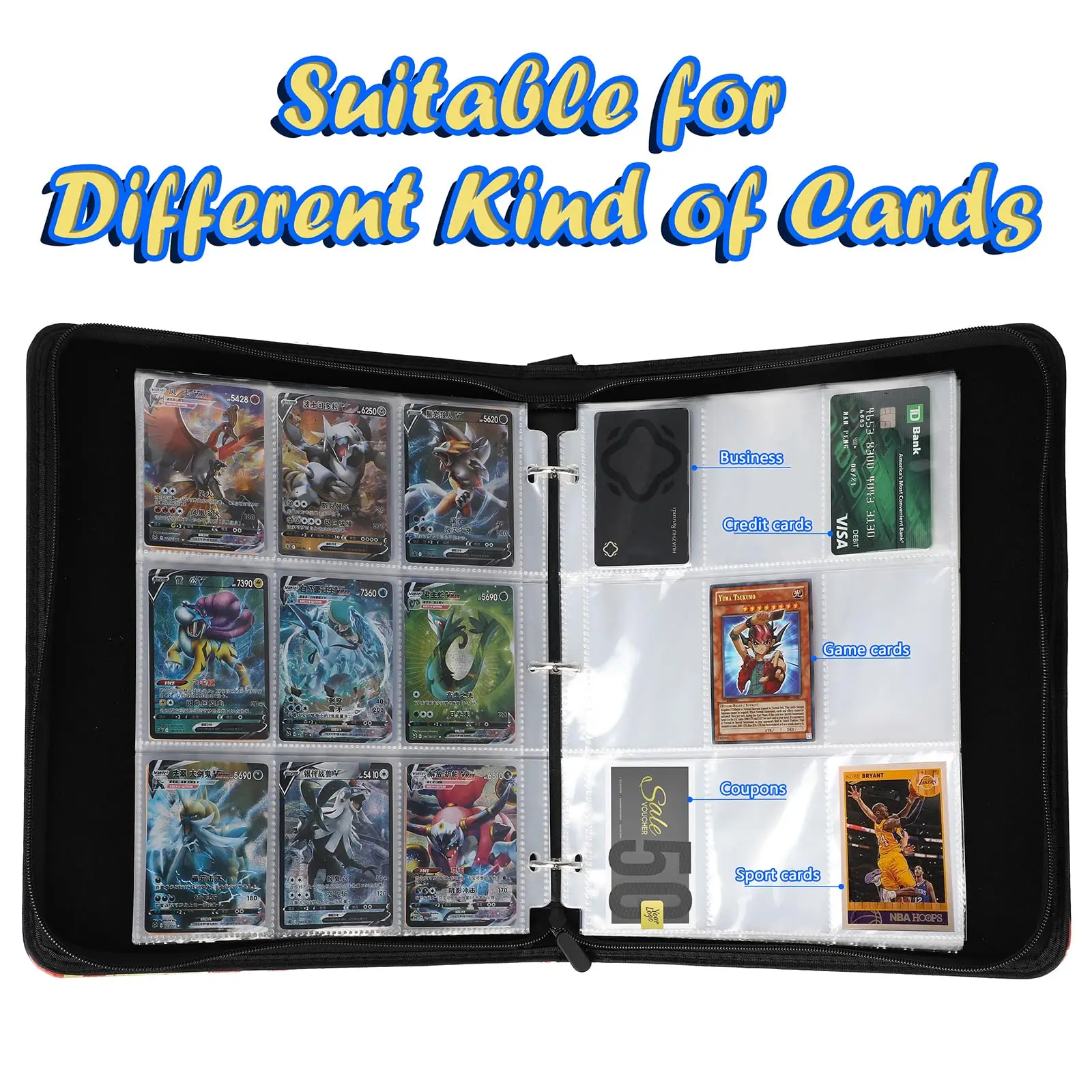 custom logo PU leather 2024 9 pocket poke mon tcg mtg sport hockey baseball football soccer collectible trading card book albums