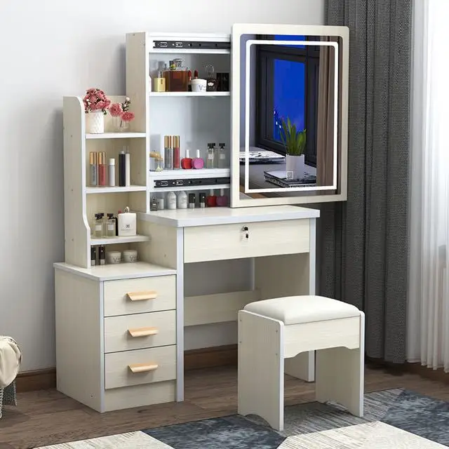 Bedroom Tocador Woodend  makeup vanity dressing table mirror with light