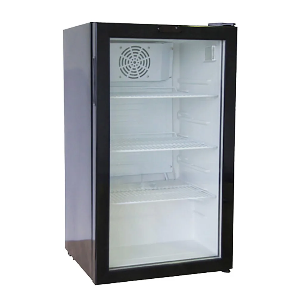 Home Hotel Use 30 Liters 40 Liters Compact Glass Door Mini Fridge Refrigerator With Black LED Light Lock