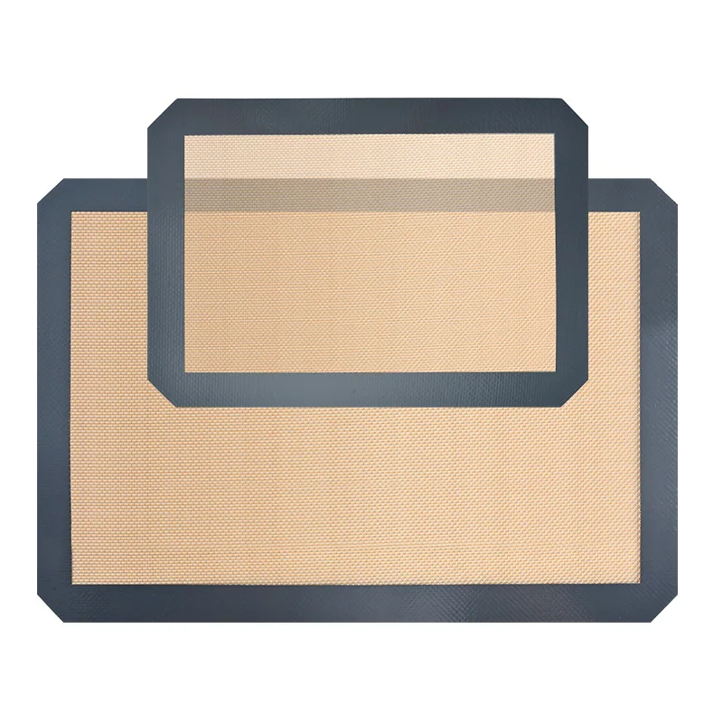 Yellow bottom grey edge glass fiber food grade oven baking tray mat baking kneading mat baking