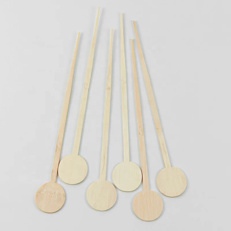 Professional Custom Style Round Head custom drink stirrers Bamboo cocktail stirrer swizzle stick cocktail stirrer custom