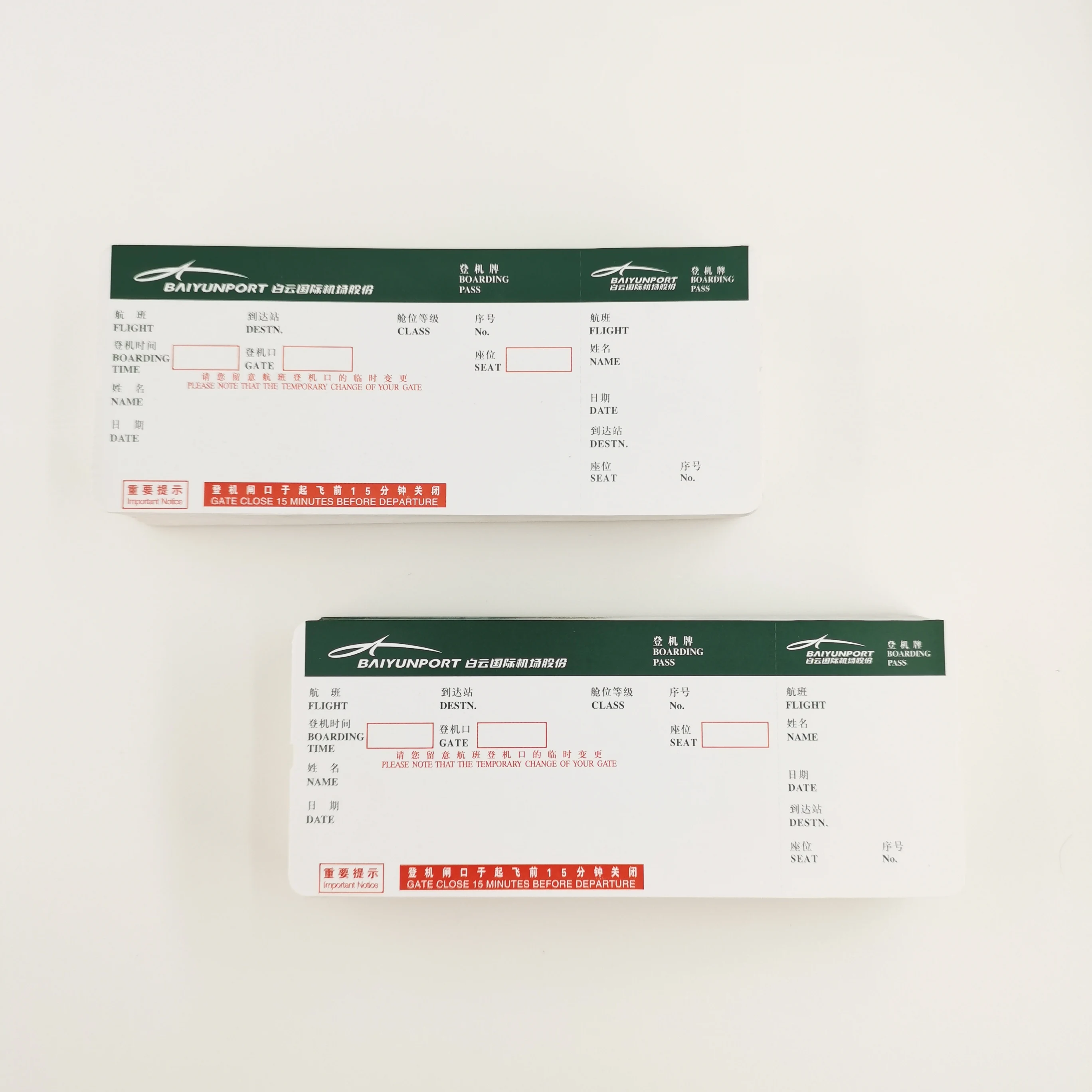 Airline Ticket Thermal Paper Boarding Pass Offset Printing Fancy Paper Coated Paper