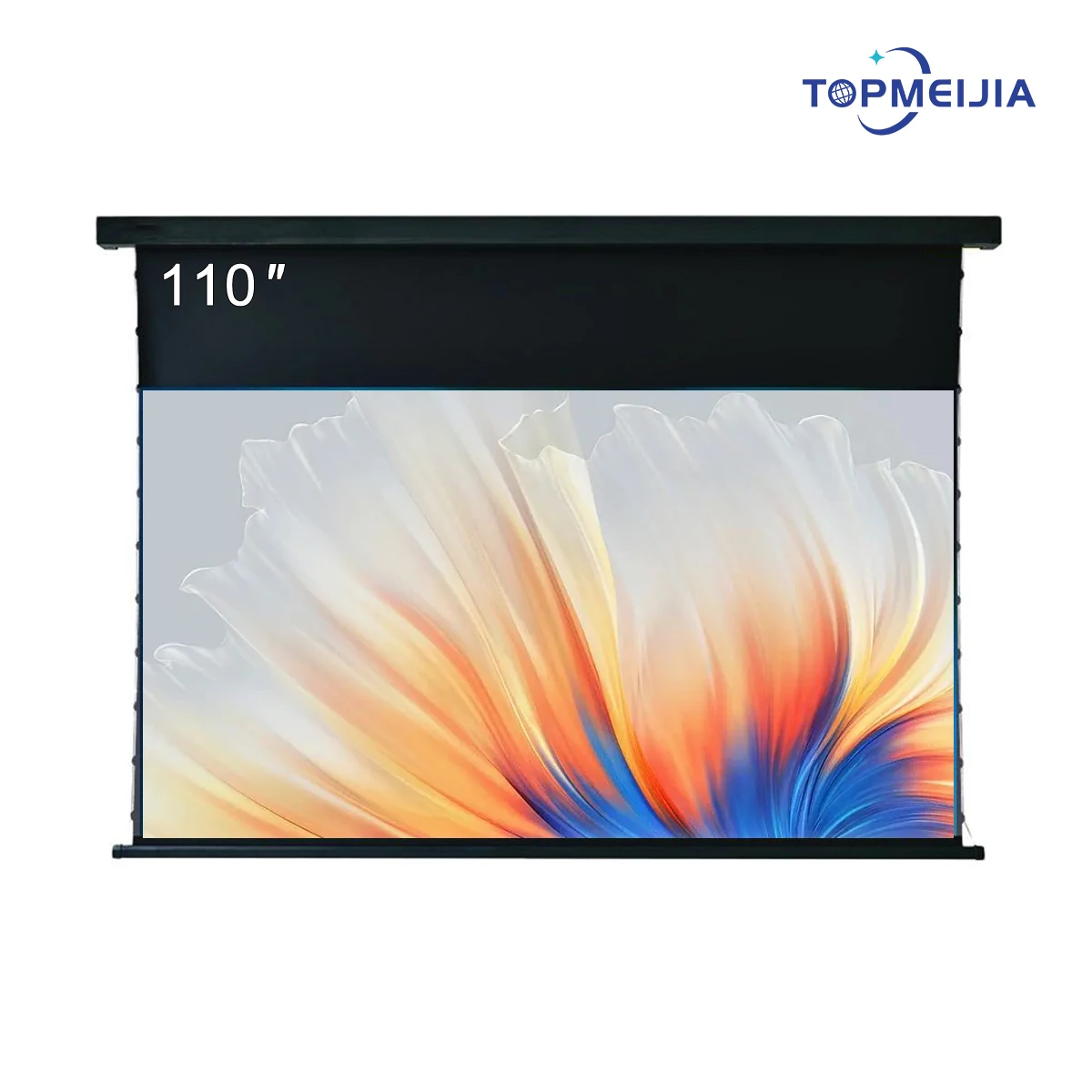 84-135 Inch Slimline Motor Tab-tensioned Drop Down White Cinema Projection Screens Normal Throw Projector Screen