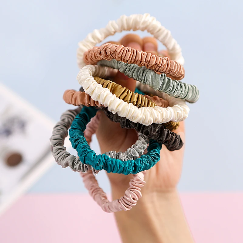 Designer 2022 Popular Color 100% Pure Silk For Hair Care Kids Girl 22MM Silk Hair Scrunchies