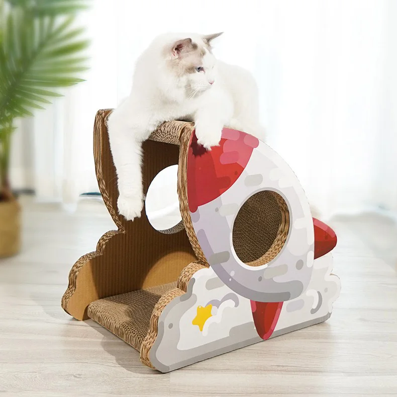 Wholesale Multi-size Rocket Design Corrugated Cat Toys Scratcher House Cat Scratcher Cardboard