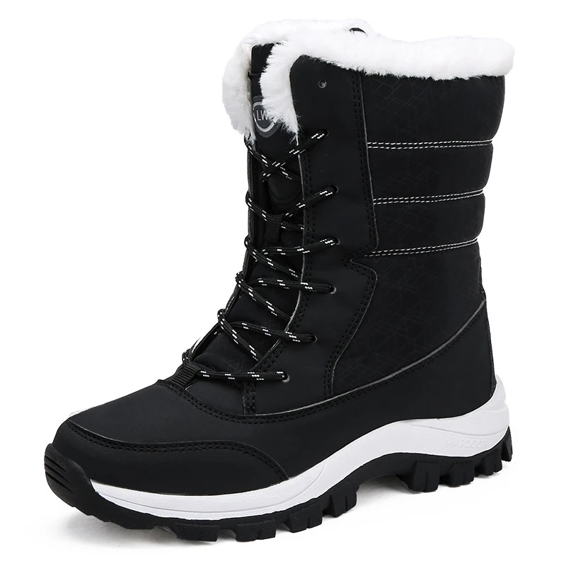 Hot selling winter outdoor womens snow boots  mid-tube waterproof non-slip plus velvet warm shoes ski boots wholesale