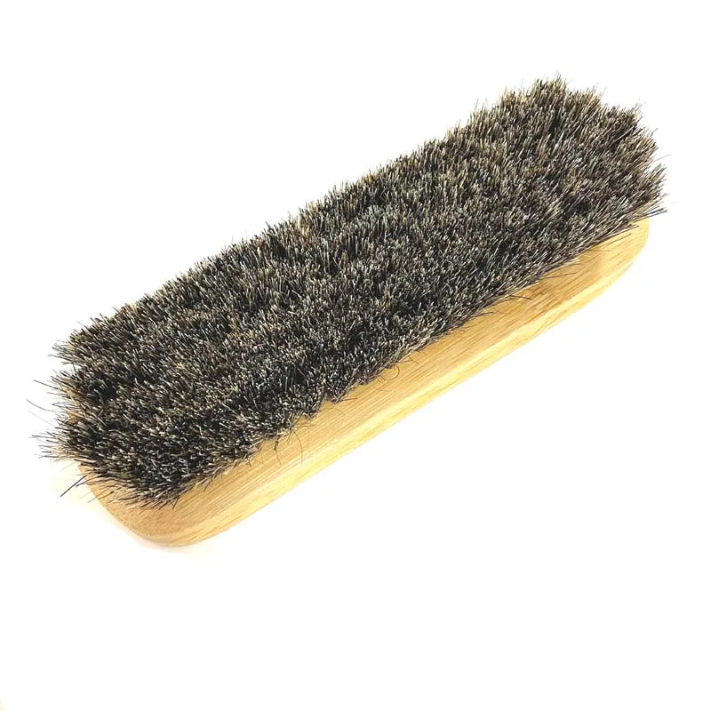 bamboo  shoe brush with horse hair for boots cleaning