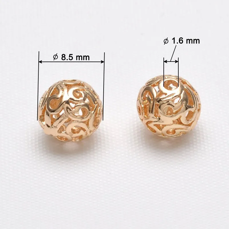DIY Hollow Out Spacer Beads 18K Gold Color Crystal Round Metal Ball Spacer Beads For Jewelry Making Diy Bracelet