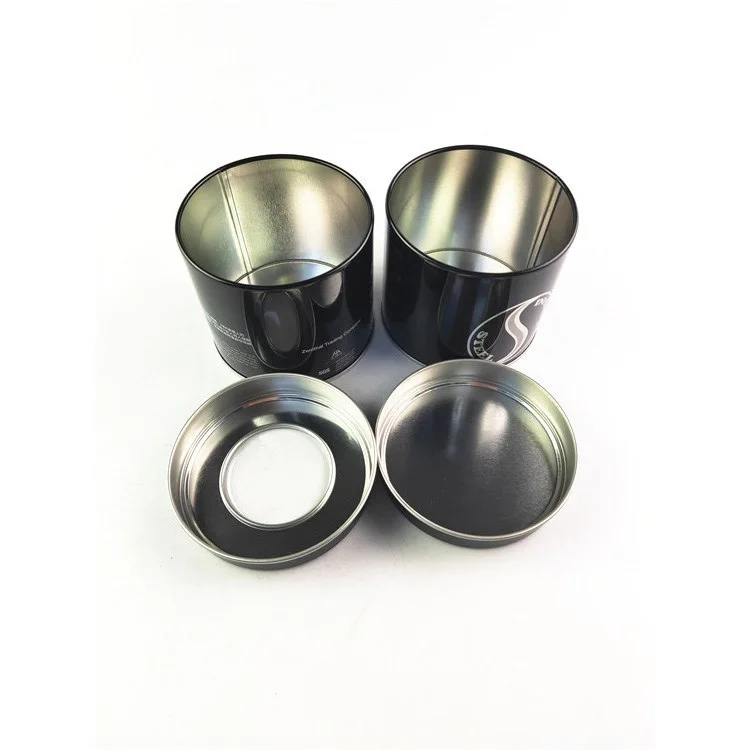Round saffron tin box good quality coffee tin packaging custom round tin box with window metal tea box supplier
