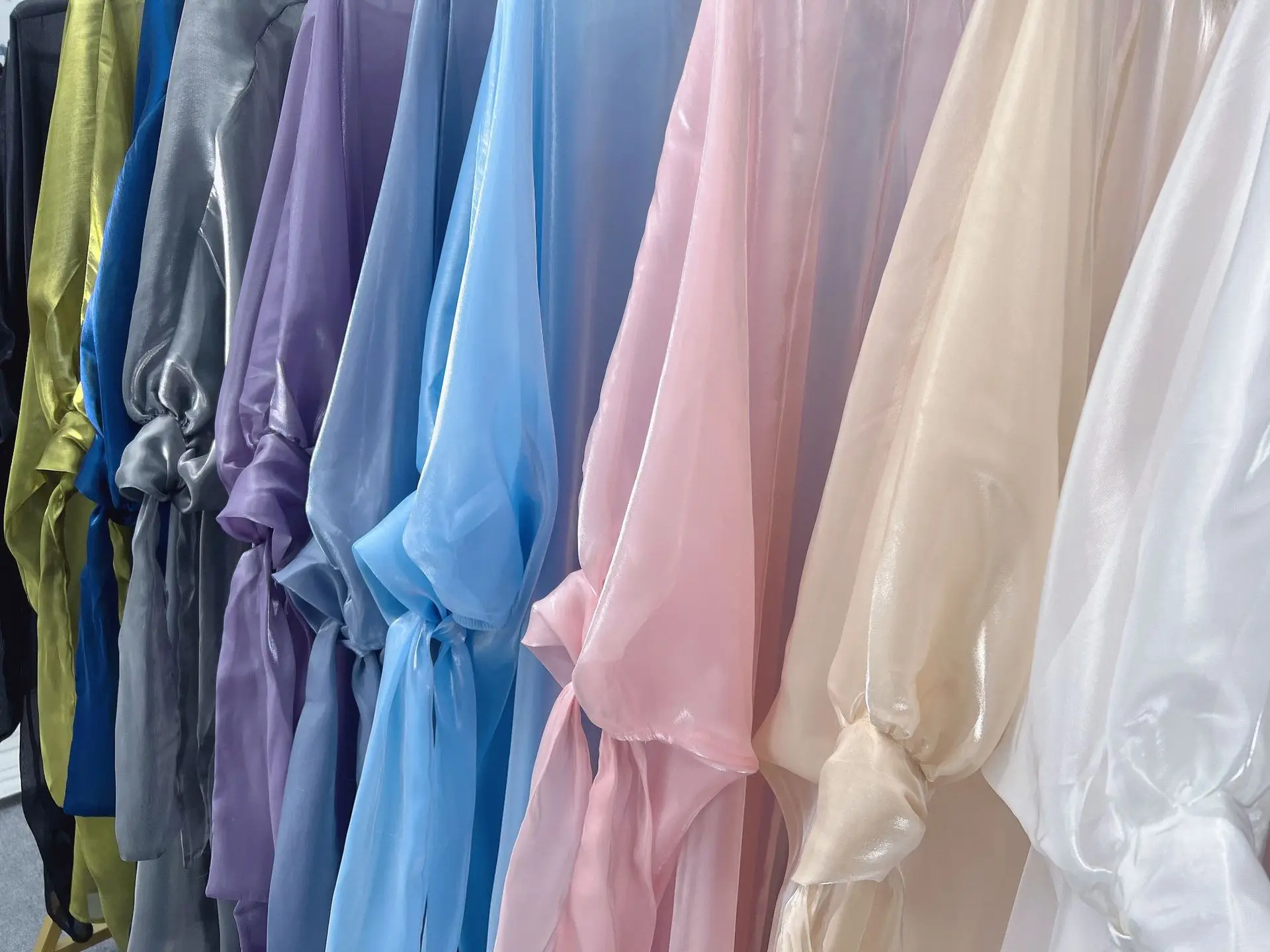 Xuerry Summer puff sleeve  Eid Muslim women hijab dress prayer garment Satin Abaya long Khimar Ramadan gown Islamic clothing