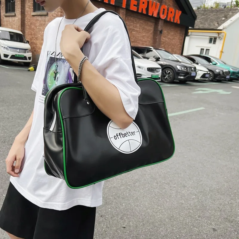 2022 new fashion soft leather portable fitness bag men and women sports leisure yoga travel bags college students shoulder bag