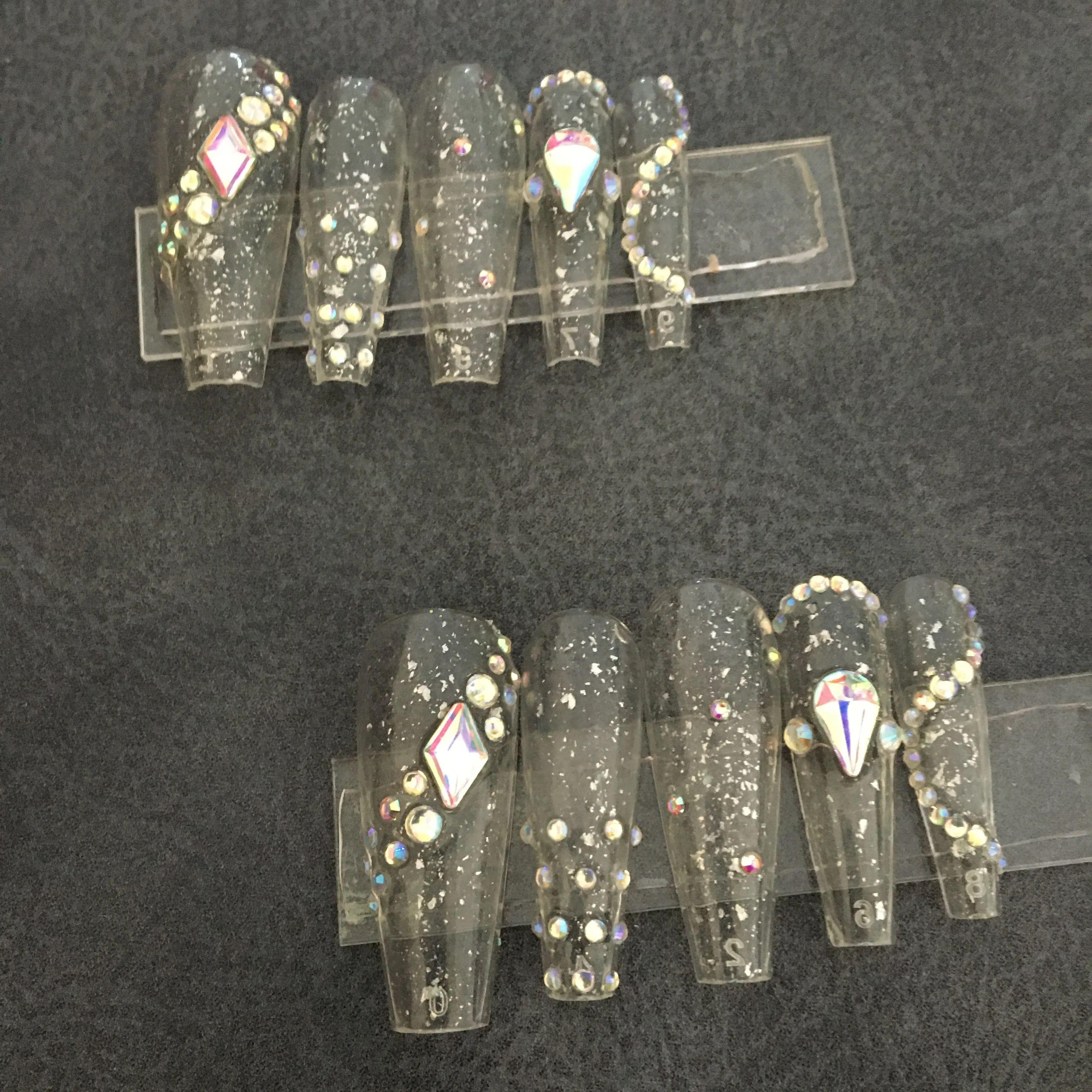 H-12 Новые поступления длинные изготовленные на заказ гроб мрамор балетки со стразами Ложные Акриловые ногти