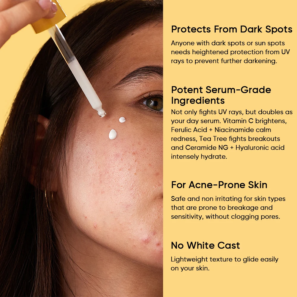 Organic Niacinamide Hydrate All Day Facial Sunscreen Serum Brighten Sensitive Skin Uva/Uvb Protection Face Sun Serum With Spf 50