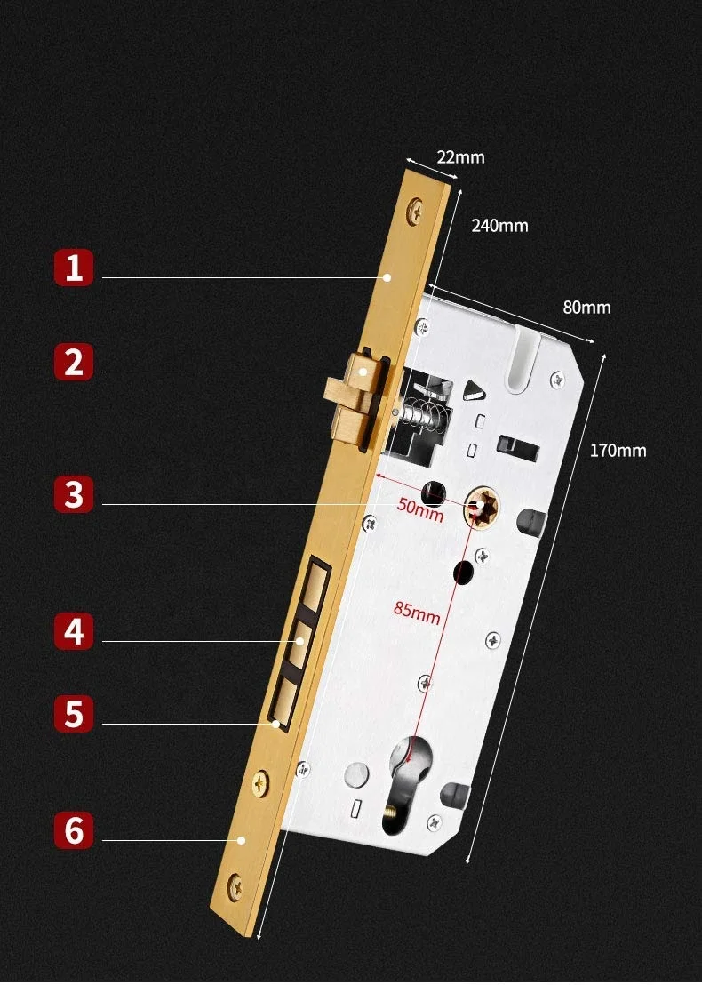 
High-Grade Solid Brass Lock European Luxury Indoor Silent Pure Copper Lock for Home, Office, Hotel, Gate Anti-Theft Door Locks 