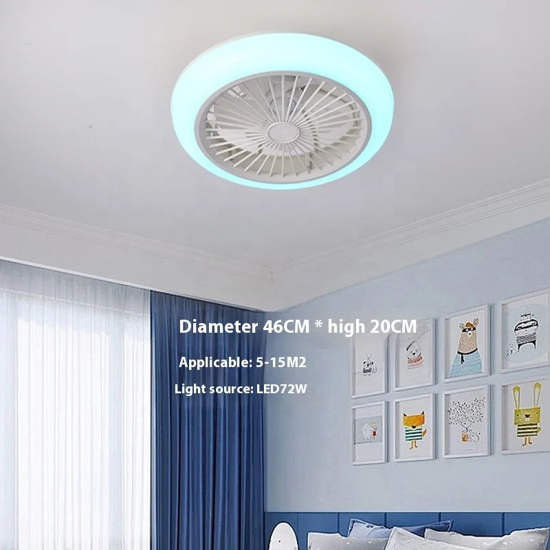 RGB living room bedroom intelligent remote control light integrated silent ceiling LED fan light