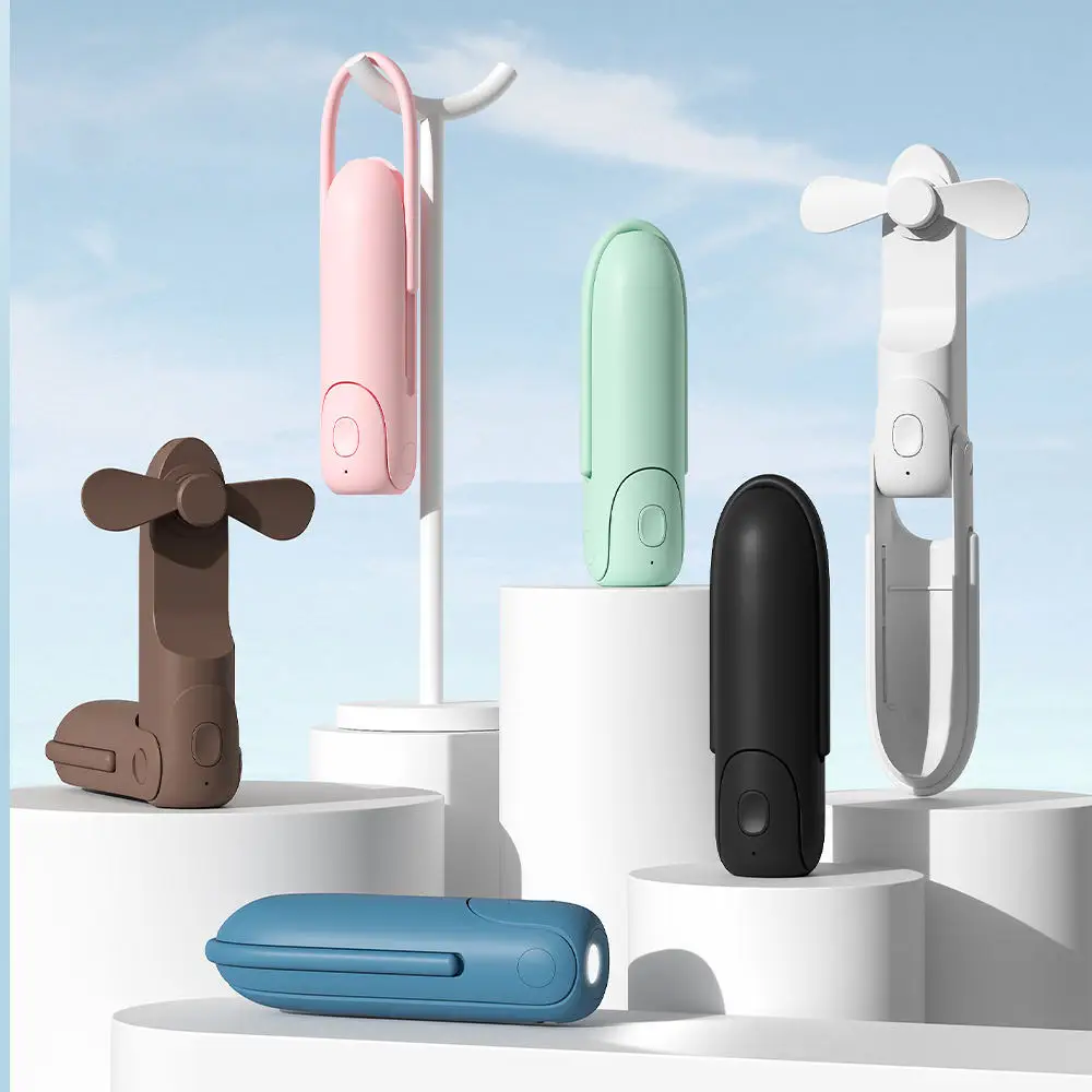 Portable Cooling Hand Fan 1200mAh Outdoor Rechargeable Mini Air Cooler Foldable Handheld Fan With led light Power Bank