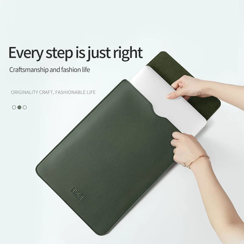 BUBM 12-15 Inch Travel Slim Tablet Pouch Case Lovely PU Leather Hard Shell Waterproof Laptop Sleeve with Stand for Macbook Air