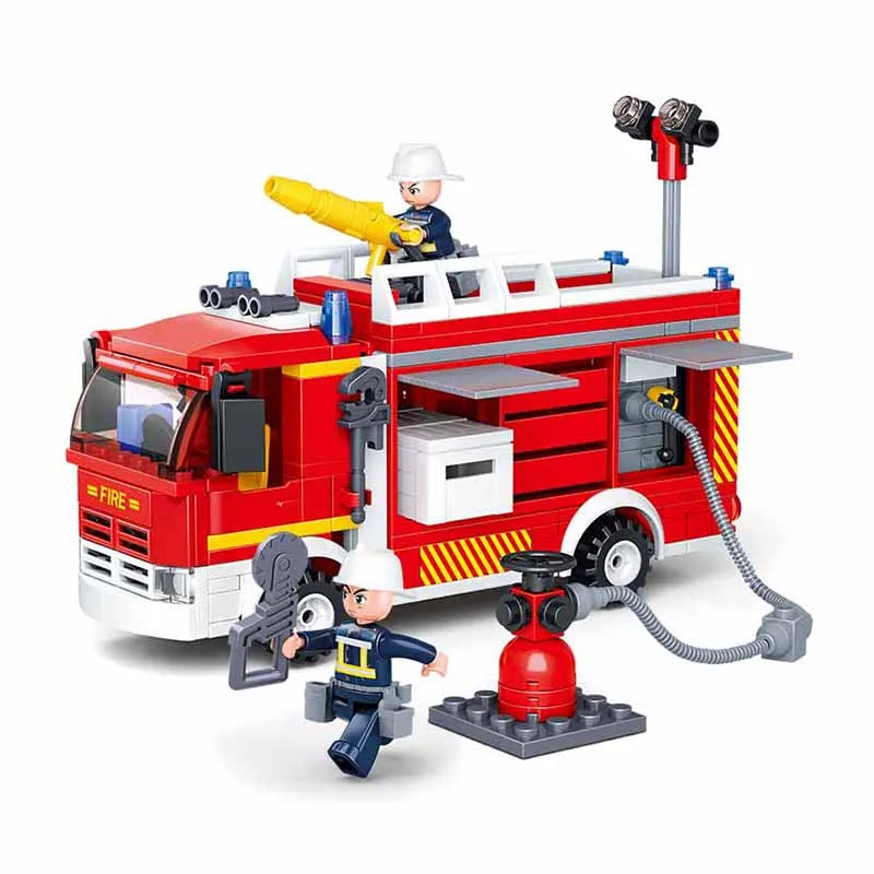 Sluban Building Blocks M38-B0626 Water Tank Lorry of Fire Departments 343PCS Fireman figures Construction Kit for Kids