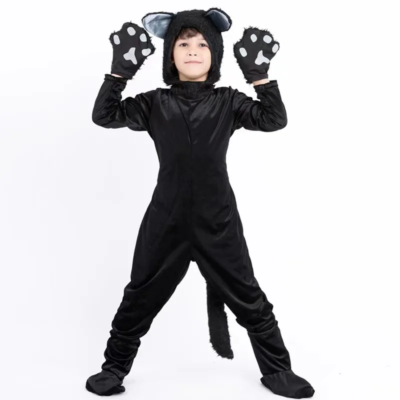 2024  Halloween new cat cosplay costume stage performance black devil performance costume cute jumpsuit