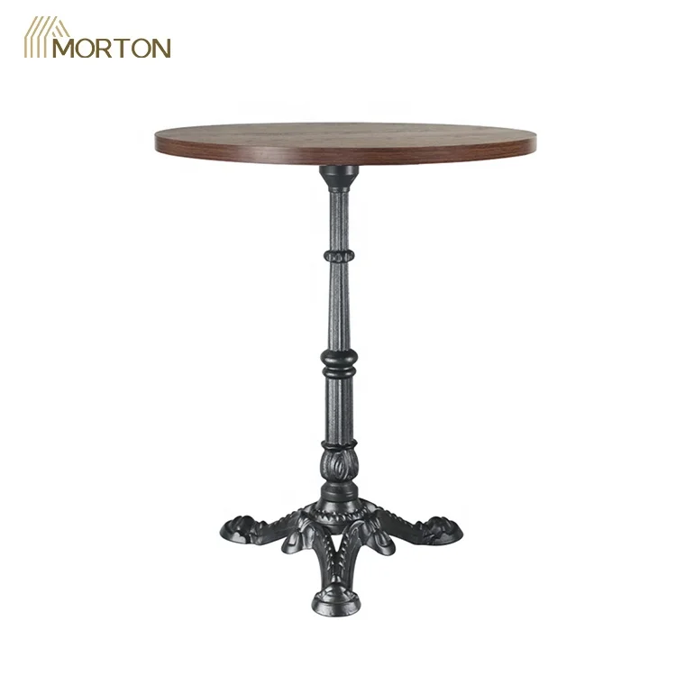 2022 NEW Commercial furniture cast iron metal base round wood top dining table for restaurant use