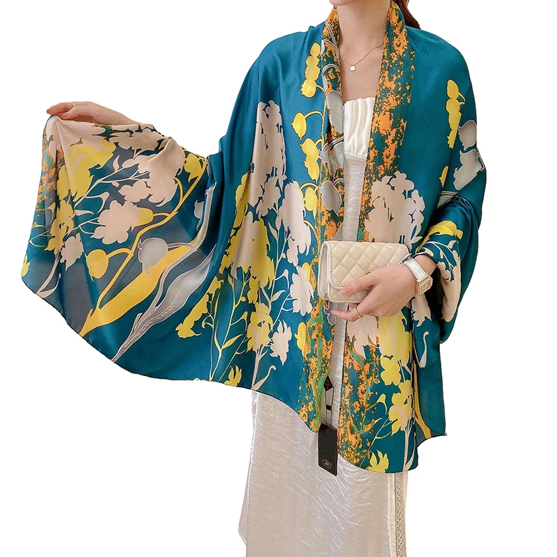 Оптовая продажа, Лидер продаж, модные женские Дизайнерские шарфы, люксовый фирменный узор, изготовленный на заказ, длинный турецкий Шелковый шарф