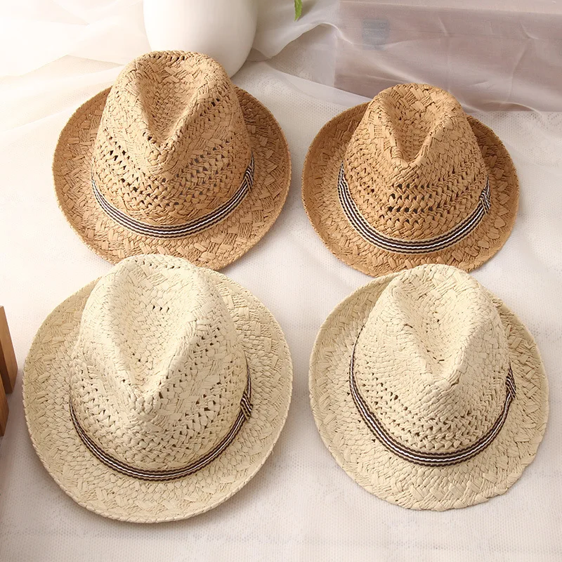 Outdoor Women Men Unisex Spring Summer Breathable Sun Straw Braid Floppy Fedora Beach Panama Cap Straw Hats