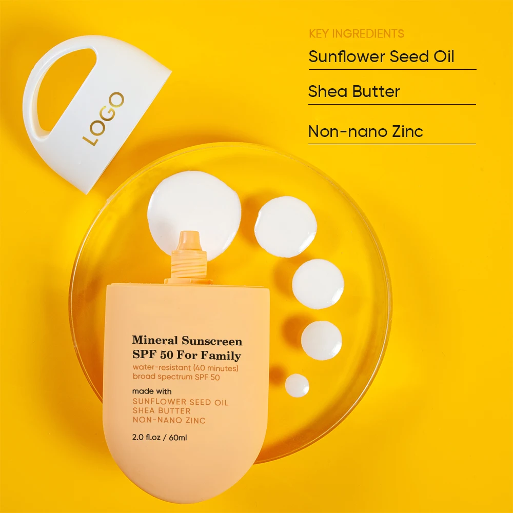 Oem Broad Spectrum Waterproof Reef Safe Non-Nano Zinc Organic Daily Suntan Lotion Invisible Mineral Sunscreen Spf 50 For Family