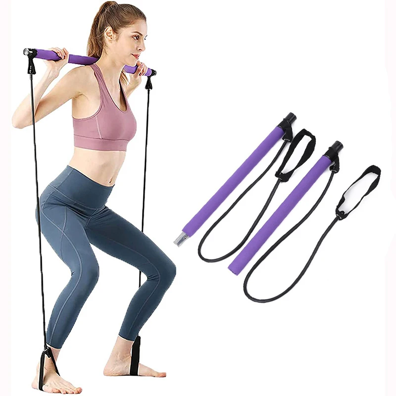 Hot Selling Yoga Multifunction Gym Workout Equipment Pilates Stick Bar with Resistance Bands for Toning Muscle, Leg and Butt