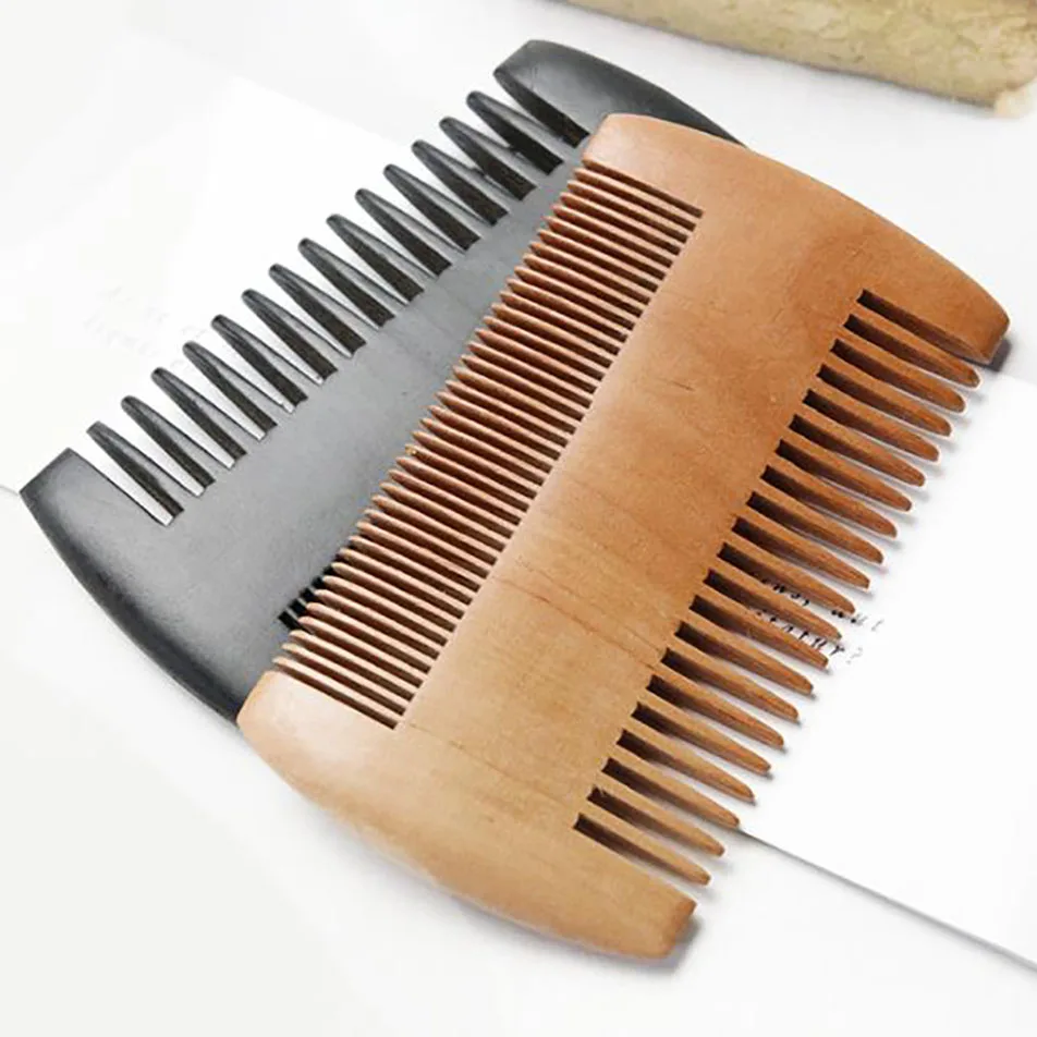 Wholesale custom logo portable sandalwood mustache wood wooden mens beard comb custom logo for men