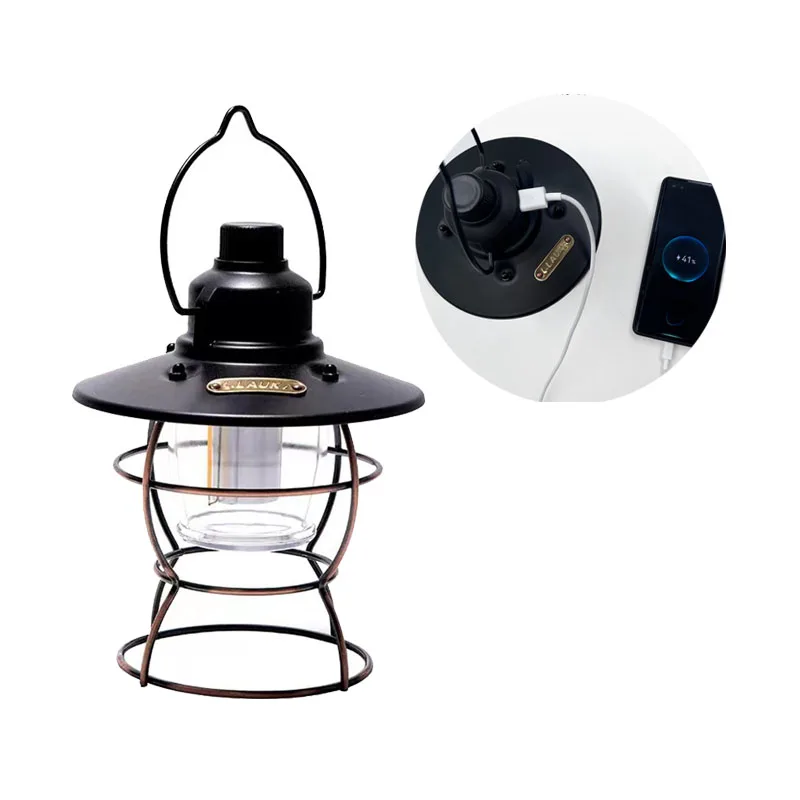 outdoor camping Retro Railway Lamp Hanging Dimming Large Rechargeable LED Camping Lamp