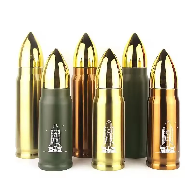 RTS Bullet Shaped 350ml 500ml 1000ml water bottle with lid  Double Wall Stainless Steel Thermo Water vacuum insulated