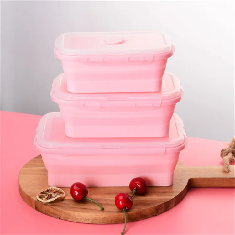 Set of 4 BPA Free Airtight Plastic Lids Small and Large Collapsible Meal Prep Container Silicone Food Storage Containers