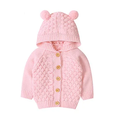 
Christmas gifts baby Girls Boys hooded sweater coat Solid Knitted Clothes 