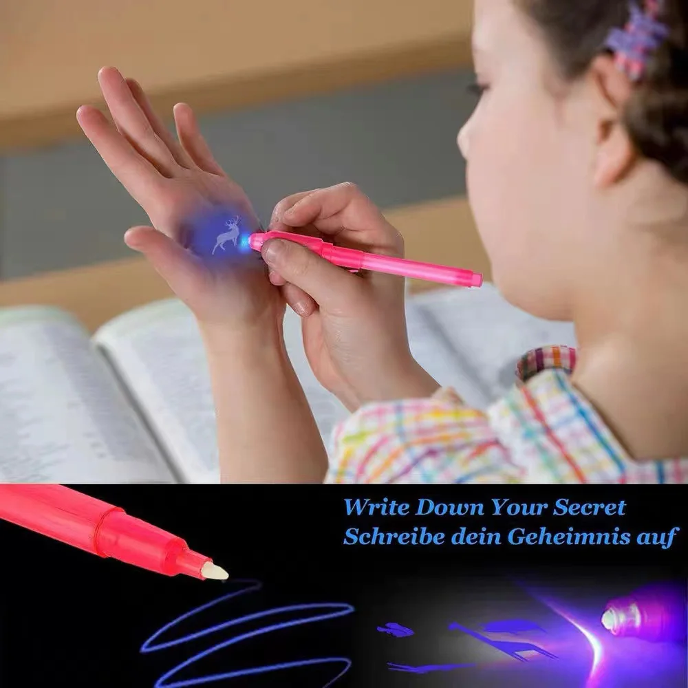 Magic  Secret Message Disappearing Ink Invisible Ink Pens  with UV Light