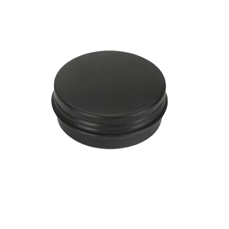 
Custom Wholesale 2oz Round Cosmetic Cream Candy Spice Pill Mint Small Black Metal Mini Tin Box With Screw Lid Jar Aluminum Can 