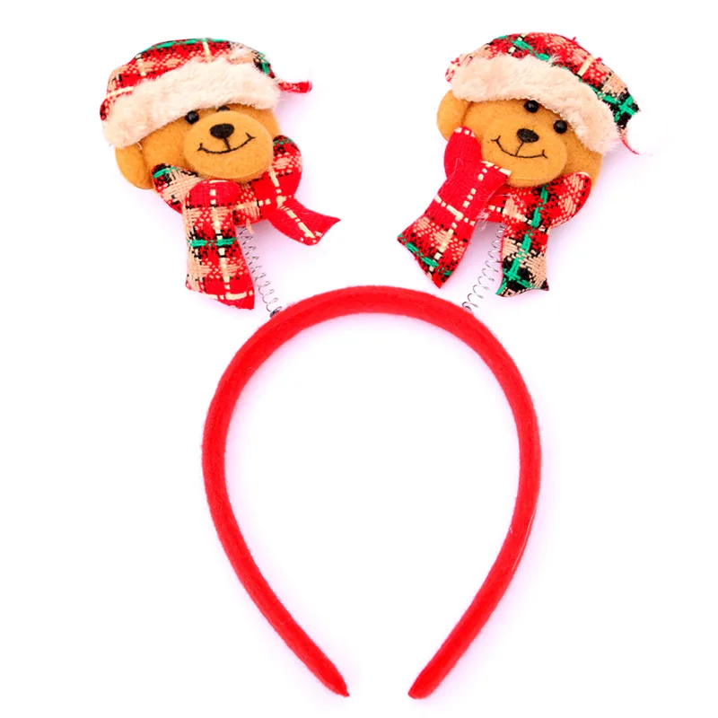 Lovely Christmas Santa Reindeer Snowman Bear LED Light Headband Hair Band Lightening Double Head Xmas Decoration Red New Years