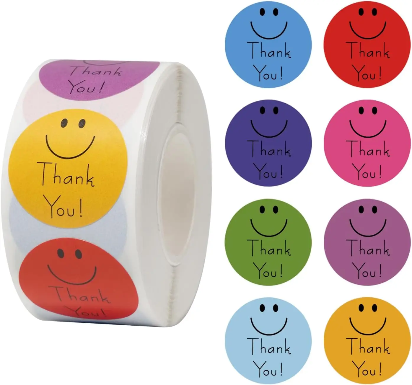 Factory Wholesale Customized Size Business Packaging Labels Smiley Thank You Label Stickers