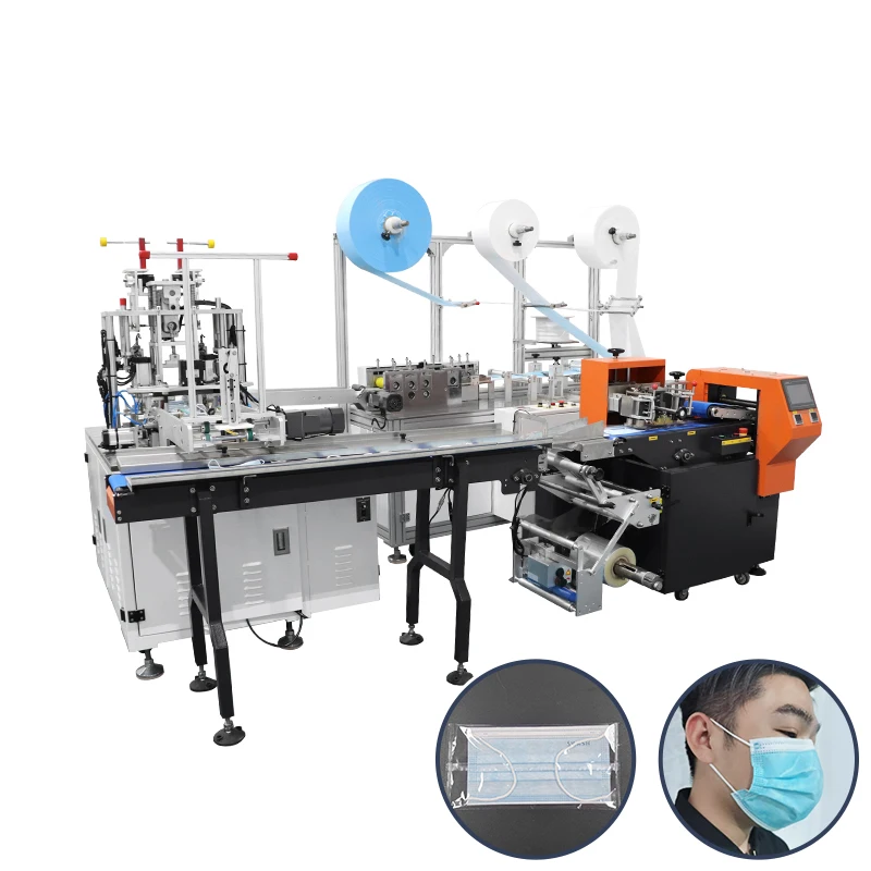 Fully automatic medical face mask machine mask packaging with 3 servo motors