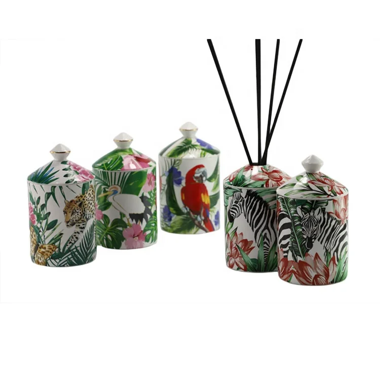 Custom scented organic candle soy wax candle in jar wholesale candle diffuser gift set in bulk