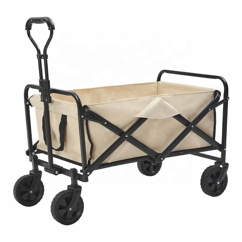 Outdoor Indoor Utility Foldable Garden 4 Wheel Trolley Sturdy Folding Wagon Beach Camping Cart
