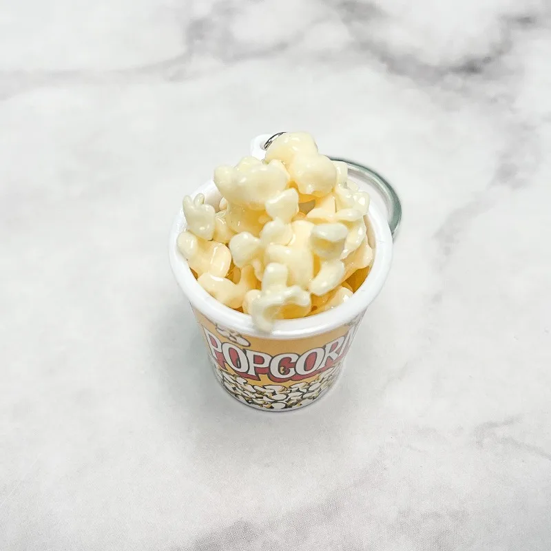 Creative Simulation PVC Fun Food Toy Car Bag Pendant Food Popcorn Bucket Keychain Pendant