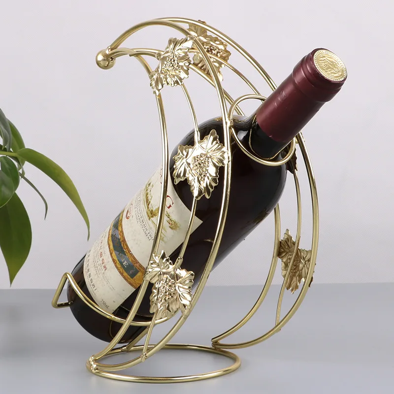 Moon Shape Artistic Iron Metal Single Bottle Wine Rack Counter Top Perfect Wine Gifts and Accessories for Wine Lovers