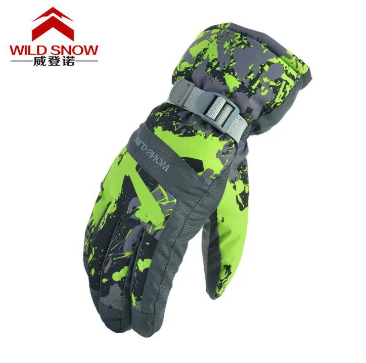 WILD SNOW Winter Warm Ski Gloves, Winter Waterproof Anti-Slip Outdoor Sports Warm Thermal Velvet Ski Snow Snowboarding