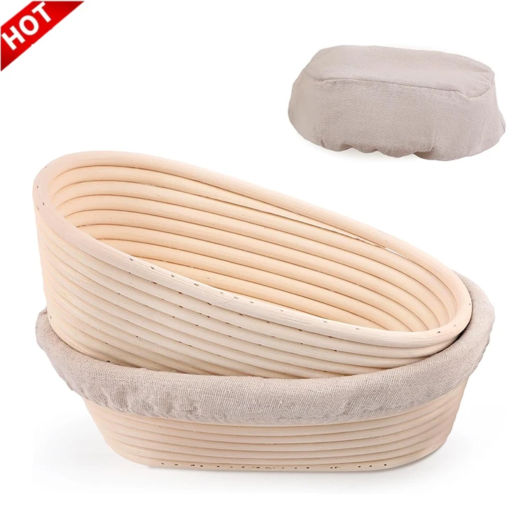 Hot Sales 10 Inch Handmade Artisanal sourdough Indonesian Rattan Oval French Bread Proofing Basket