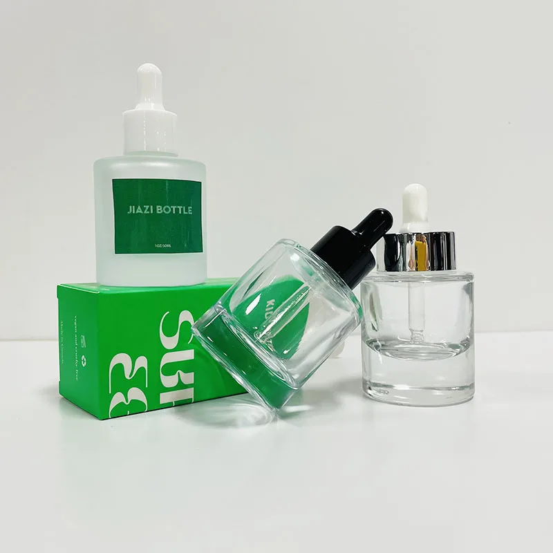 Luxury Empty Light Lotion Pump Cosmetic 1oz glass oil dropper Bottle Containers Skincare Packaging Glass Cream Jar