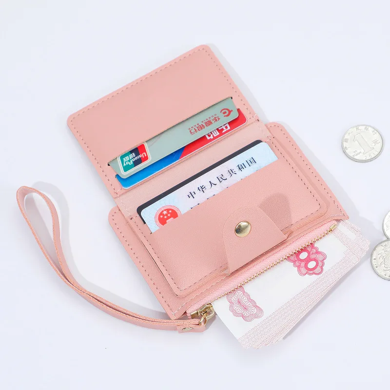Manufacturer coin purse solid color mini change bag card change pouch with wrist strap